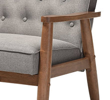 Load image into Gallery viewer, Baxton Studio Sorrento Mid-Century Retro Modern Fabric Upholstered Wooden Lounge Chair, Grey
