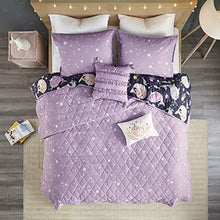 Load image into Gallery viewer, Urban Habitat Kids Magical Narwhals Reversible 100% Cotton Quilt, Novel Animal Print Modern All Season Down Alternative Bed Set for Kids, Decorative Pillows, Twin(68"x88"), Purple Multi 4 Piece
