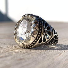 Load image into Gallery viewer, Dur e Najaf Ring Silver | خاتم در النجف الاصلي | AlAliGems | Genuine Dur E Najaf Stone Ring | Engraved Ya Amir Al Momenin Size 8.75
