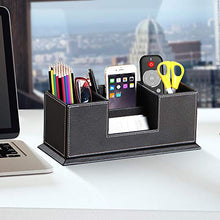 Load image into Gallery viewer, PUSU Leather Cute Pen Organizer,Pencil Holder,Pen Cup/Stand/Tray/Container/Caddy,desk organizers and accessories,Office Supplies Desktop Storage Box for Stationery,Business Card,Phone,etc.… (black)
