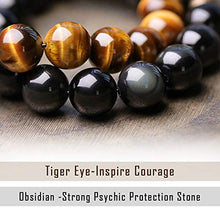 Load image into Gallery viewer, L&amp;C Feng Shui Black Obsidian Wealth Bracelet - Tiger Eye Mens Bracelets Crystal Bring Luck Prosperity Stretch Beaded Bracelet for Women Anxiety Bracelet Oil Diffuser Couples Bracelets (Tiger Eye-8mm)
