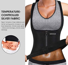Load image into Gallery viewer, Burvogue Sauna Sweat Vest for Women Waist Trainer Corset Workout Tank top Cincher Slim Shaper Shirt (Black, X-Small)
