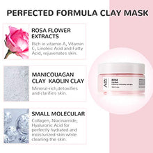 Load image into Gallery viewer, Rose Clay Facial Mask, with Kaolin Pink Clay, Niacinamide, Collagen, Hyaluronic Acid Moisturizing. Pores Minimizers, Blackhead Remover, 4.23 Oz
