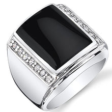 Load image into Gallery viewer, Mens Black Onyx Aston 925 Sterling Silver CZ Ring Size 12
