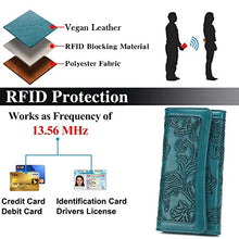 Load image into Gallery viewer, MEITRUE Women's Wallet Leather RFID Blocking Trifold Ladies Purse Embossed long Clutch Card Holder Phone Checkbook Organizer 2214
