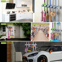 Load image into Gallery viewer, LETMY Broom Holder Wall Mounted - Mop and Broom Hanger Holder - Garage Storage Rack &amp; Garden Tool Organizer - 5 Position 6 Hooks for Home, kitchen, Garden, Tools, Garage Organizing
