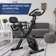 Load image into Gallery viewer, Folding Exercise Bike with 10-Level Adjustable Magnetic Resistance | Upright and Recumbent Foldable Stationary Bike is the Perfect Workout Bike for Home Use for Men, Women, and Seniors (Black/Black)
