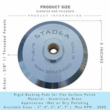 Load image into Gallery viewer, Stadea ABP103Q 5 Inch Hook and Loop Backing Pad With Rigid Aluminium Backing, 5/8" 11 Brass Arbor
