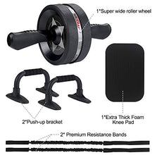 Load image into Gallery viewer, EnterSports Ab Roller Wheel, 6-in-1 Ab Roller Kit with Knee Pad, Resistance Bands, Pad Push Up Bars Handles Grips, Perfect Home Gym Equipment for Men Women Abdominal Exercise
