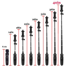 Load image into Gallery viewer, Bluehorn All in one Portable 40 Inch Aluminum Alloy Selfie Stick Phone Tripod with Wireless Remote Shutter for iPhone 12 11 pro Xs Max Xr X 8 7 6 Plus, Android Samsung Smartphone Vlogging Live Stream
