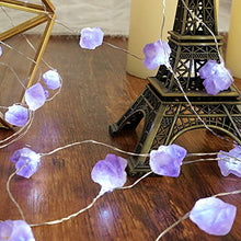 Load image into Gallery viewer, BOHON Decorative Lights Amethyst LED String Lights Battery Operated with Remote 10 ft 40 LEDs Natural Crystal String Lights for Bedroom Party Indoor Birthday Wedding Decor
