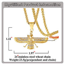 Load image into Gallery viewer, Mgutillart 18K Gold Plated Jewelry Stainless Steel Crystal Necklace Farvahar Symbol Tag Pendant Necklace
