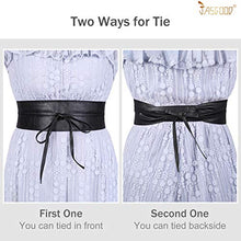 Load image into Gallery viewer, JASGOOD Women Fashion Leather Obi Belt- Plus Size Black Wide Fashion Wrap Waist Belt for Ladies,Black,Fit Waist Size 32-37 Inch
