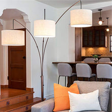 Load image into Gallery viewer, Brightech Trilage Arc Floor Lamp w/Marble Base - 3 Lights Hanging Over The Couch from Behind - Multi Head Arching Tree Lamp - for Mid Century, Modern &amp; Contemporary Rooms - Oil Rubbed Bronze
