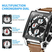 Load image into Gallery viewer, MEGIR Men's Analogue Army Military Chronograph Luminous Quartz Watch with Fashion Leather Strap for Sport &amp; Business Work ML2061G (Brown)
