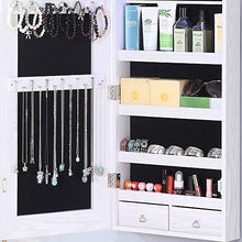 Load image into Gallery viewer, GISSAR Full Length Mirror Jewelry Cabinet, 6 LEDs Jewelry Armoire Wall Mounted Over The Door Hanging, Jewelry Organizer Storage with Lights Lockable White
