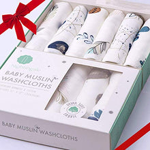 Load image into Gallery viewer, Muslin Bamboo Baby Washcloths - Soft Organic Baby Wash Cloths Perfect for Newborn Sensitive Skin - Absorbent Baby Wipes, Burp Cloths or Face Towels - Set of 6-12x12 in(Feathers)
