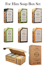 Load image into Gallery viewer, Crate 61 "For Him" Soap 6-Pack Box Set, 100% Vegan Cold Process Bar Soap, scented with premium essential oils and natural flavors, for men and women, face and body, alpine &amp; spice, eucamint, tango mango, oatmeal shea, patchouli lime, activated charcoal
