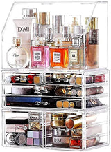 Load image into Gallery viewer, Cq acrylic Clear Makeup Organizer And Storage With Lid Stackable X Large Waterproof Dustproof Skin Care Cosmetic Display Case With 6 Drawers For Beauty Skincare Product Organizing,Set of 3
