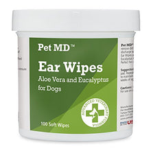 Load image into Gallery viewer, Pet MD - Dog Ear Cleaner Wipes - Otic Cleanser for Dogs to Stop Ear Itching, and Infections with Aloe and Eucalyptus - 100 Count
