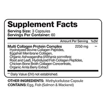 Load image into Gallery viewer, Nutrivein Multi Collagen Pills 2250mg - 180 Collagen Capsules - Type I, II, III, V, X - Anti-Aging, Healthy Joints, Hair, Skin, Bones, Nails, Hydrolyzed Protein Collagen Peptides for Woman and Men
