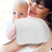 Load image into Gallery viewer, Muslin Burp Cloths for Baby 10 Pack 100% Cotton Large 17''X13'' Super Soft and Absorbent by YOOFOSS (White)
