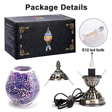 Load image into Gallery viewer, Handmade Turkish Lamp Mosaic Glass Egg Lantern Bedside Table Desk Night Lamp Decorative Tiffany Moroccan Style (Purple)
