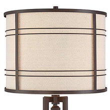 Load image into Gallery viewer, Elias Industrial Farmhouse Floor Lamp with Nightlight LED Oil Rubbed Bronze Off White Oatmeal Fabric Drum Shade for Living Room Reading Bedroom Office - Franklin Iron Works
