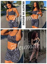 Load image into Gallery viewer, Aleumdr Women's Leopard Print Workout Sets 2 Piece Seamless Slim Fit Yoga Clothing Outfits Set Purple Small 4 6
