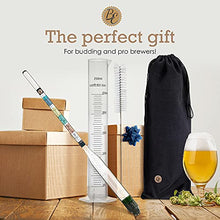 Load image into Gallery viewer, Brewer's Elite Hydrometer &amp; Test Jar - for Home Brew Beer, Wine, Mead and Kombucha - Deluxe Triple Scale Set, Hardcase and Cloth - Specific Gravity ABV Tester
