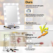 Load image into Gallery viewer, Makeup Vanity Mirror with Light Bulbs - 3 Color Lighting Modes Hollywood Style Tabletops Lighted Cosmetic Mirror with 12 Dimmable LED Bulbs and Touch Control Design
