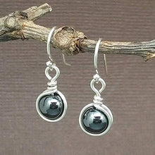 Load image into Gallery viewer, Hematite Gemstone Minimal Drop Earrings - 925 Sterling Silver
