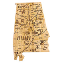Load image into Gallery viewer, Totally Bamboo Destination Alabama State Shaped Bamboo Serving and Cutting Board, Includes Hang Tie for Wall Display
