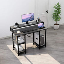 Load image into Gallery viewer, Computer Desk with Shelves - Writing Study Desk with Monitor Stand Shelf/Bookshelves/CPU Stand,Modern Study Table Stable Metal Frame Student Desk for Small Space Home Office Workstation(Black)
