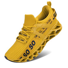 Load image into Gallery viewer, COKAFIL Mens Athletic Walking Blade Running Tennis Shoes Fashion Sneakers, Yellow, 7.5
