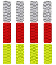 Load image into Gallery viewer, 3M Reflective Diamond Grade DG3 Hi-Vis Waterproof Stickers Multi-Color Pack - 12 pcs 1.18in x 3.25in (3cm x 8cm)

