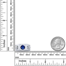 Load image into Gallery viewer, Gem Stone King 2.53 Ct Round Blue Created Sapphire 925 Sterling Silver Men's Ring (Size 12)

