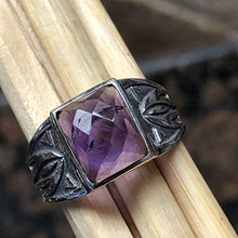 Load image into Gallery viewer, Genuine 2ct Purple Amethyst 925 Solid Sterling Silver Men's Ring Size 8, 9
