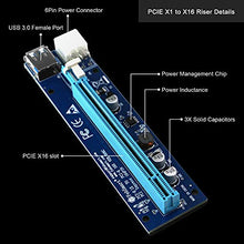 Load image into Gallery viewer, FebSmart PCI-E Riser for Bitcoin Litecoin ETH Coin Mining 6 PIN Powered PCIE Extension Cable GPU Riser Ethereum Mining ETH GPU Extension Cable PCIEX1 to PCIE X16 VER006C GPU Riser(Blue 6-PCS)
