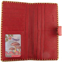 Load image into Gallery viewer, LAVISHY Embroidered Love Hummingbirds &amp; Flower Vegan/Faux Leather Large Flat Wallet (Red)

