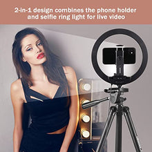 Load image into Gallery viewer, UBeesize 10" Selfie Ring Light with 50" Extendable Tripod Stand &amp; Flexible Phone Holder for Live Stream/Makeup/YouTube Video
