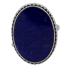 Load image into Gallery viewer, NOVICA Lapis Lazuli .925 Sterling Silver Oval Cocktail Ring 'Pool of Memories'
