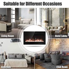 Load image into Gallery viewer, Tangkula 36" Electric Fireplace, in-Wall Recessed and Wall Mounted 750 W / 1500 W Fireplace Heater, Touch Screen Control Panel, 9 Flamer Color, Temperature Control &amp; Timer Crystal Heater (36 inches)
