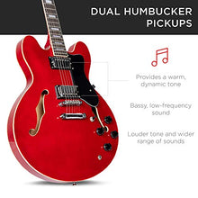 Load image into Gallery viewer, Best Choice Products Semi-Hollow Body Electric Guitar Set w/Dual Humbucker Pickups, 3-Way Pickup Selector, Case, Electronic Tuner, Capo, Strap, Picks, Cutaway Design - Red
