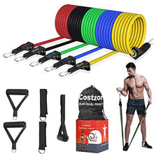 Load image into Gallery viewer, Resistance Bands Set 11 Pack, Exercise Bands Fitness Workout Equipment Stackable Weights 150 Lb Training Tubes with large Handles Ankle Straps Door Anchor Carry Bag, Physical Therapy Home Gym (150)

