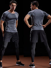 Load image into Gallery viewer, Neleus Men's 3 Pack Compression Baselayer Athletic Workout T Shirts,5022,Black,Grey,Red,3XL
