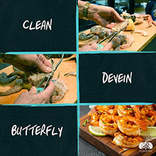 Load image into Gallery viewer, Toadfish Shrimp Deveiner Tool - Prawn &amp; Seafood Peeler - Frogmore Shrimp Cleaner - Steel Butterfly Blade - Kitchen Essential - Ergonomic Handle - Stainless Steel - Full-Tang Strength
