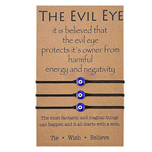 Load image into Gallery viewer, BOCHOI Evil Eye Bracelet Black for Women Girls Adjustable Thread Cord Bracelet Hand Woven for Protection Friendship Wish Bracelet for BFF (3Pcs)
