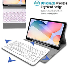 Load image into Gallery viewer, Wineecy Galaxy Tab S6 Lite 2020 Keyboard Case 10.4 [Backlit,SM-P610,SM-P615], 7 Color Light Detachable Wireless Keyboard with PU Folio Stand Cover for Samsung Galaxy Tab S6 Lite 10.4 Inch 2020, Gray
