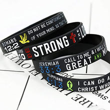 Load image into Gallery viewer, Finrezio 8 PCS Power of Faith Bible Verse Wristbands Black Silicone Bracelets for Men Women Christian Religious Jewelry Gifts
